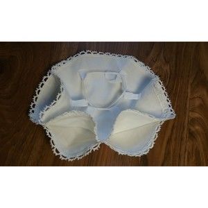 Vintage White Linen 6 pocket Buns Warmer